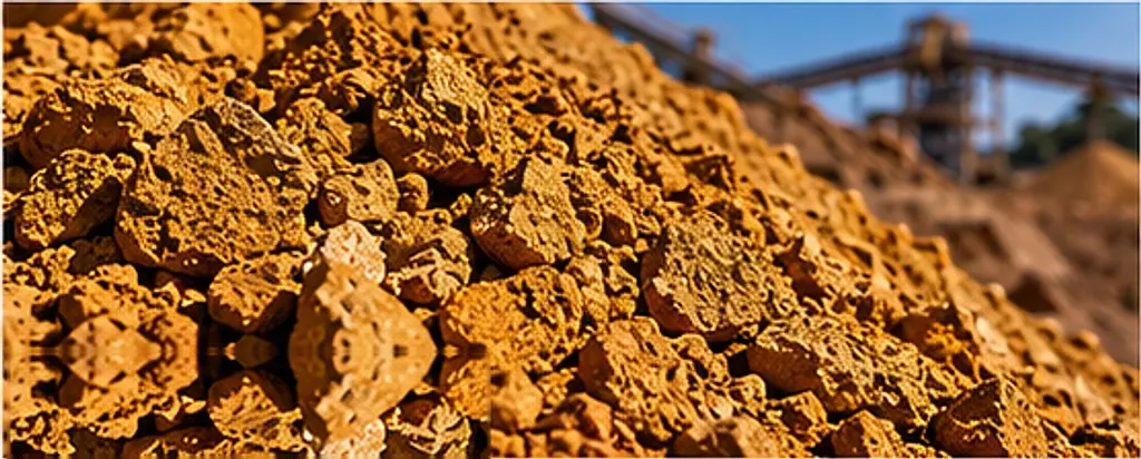 Close-up of yellowish-brown limonite nickel ore