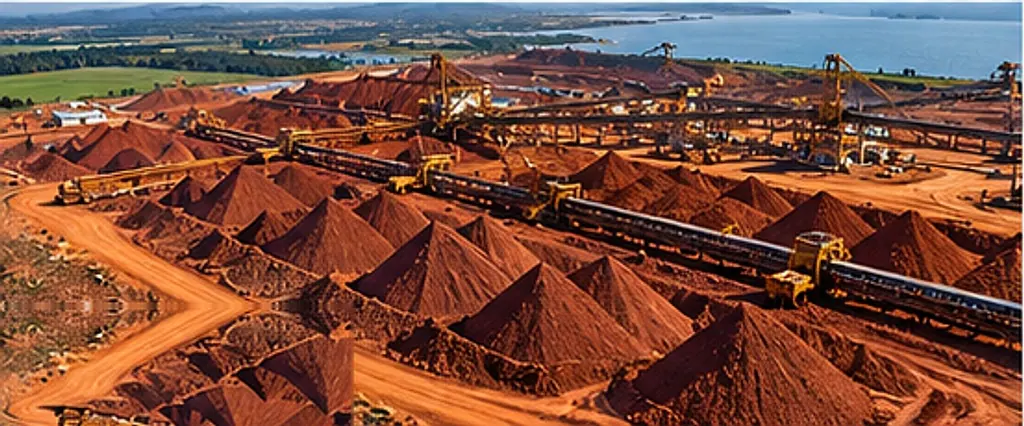 Nickel ore stockpile at a mine site awaiting hauling to the jetty